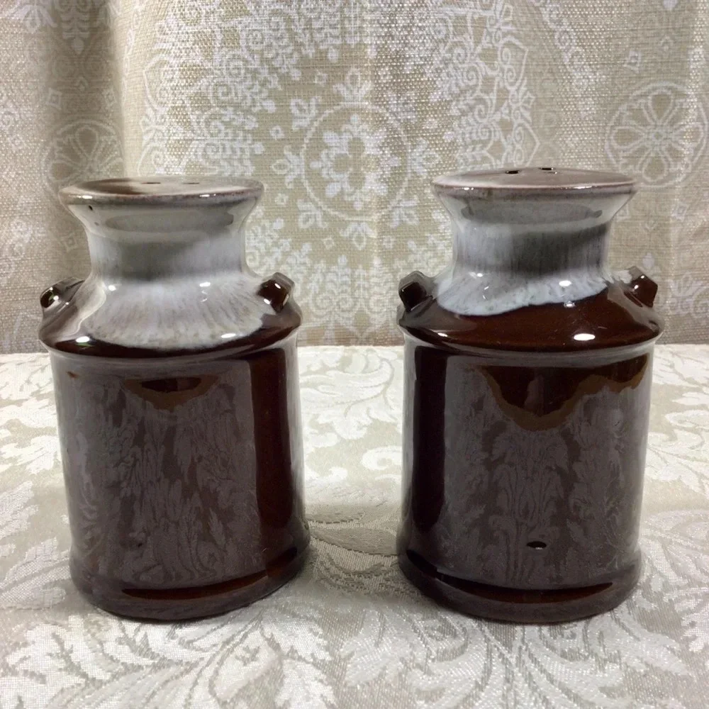 Vintage Brown Milk Can Salt and Pepper Shakers - Made in Japan
